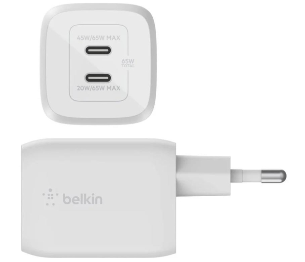 BELKIN Podwójna ścienna USB-C GaN z PPS 65 W Biała WCH013vfWH - 1082676 - zdjęcie 2